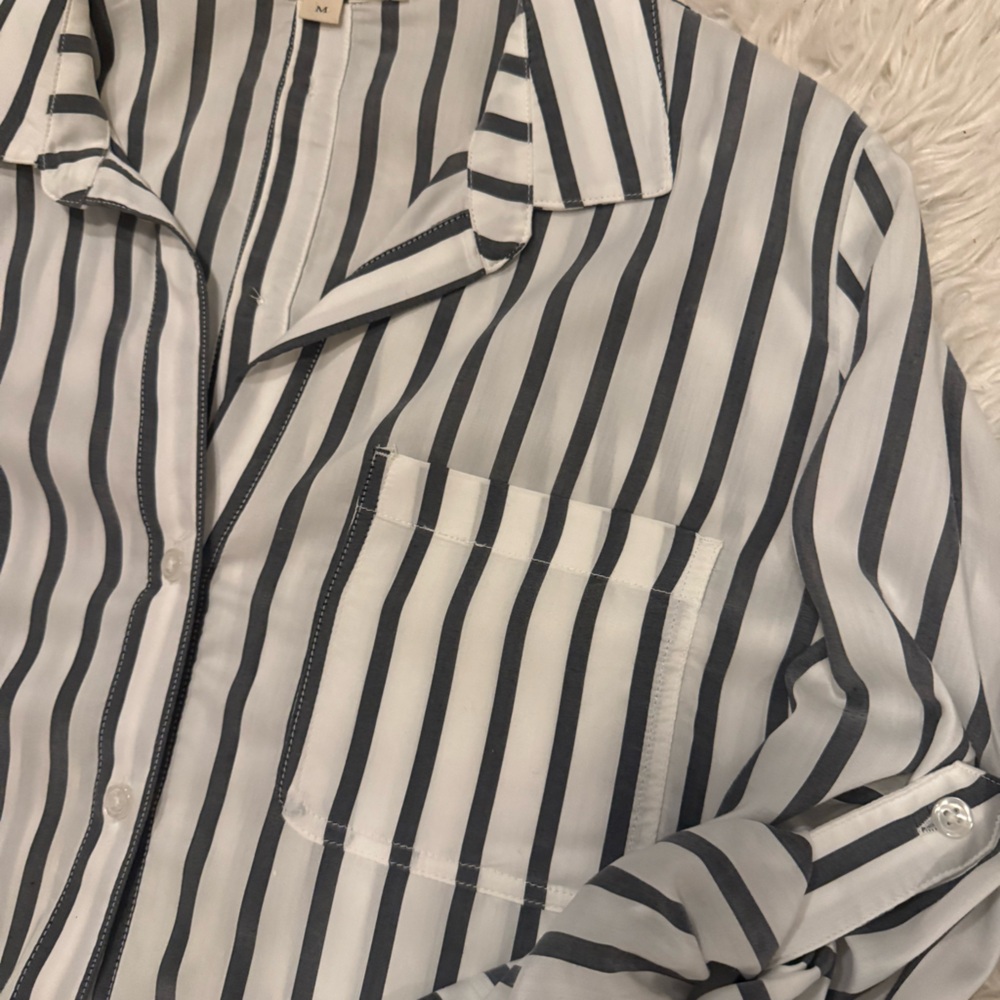 Cloth & Stone Grey and White Striped Top - Picture 3 of 5